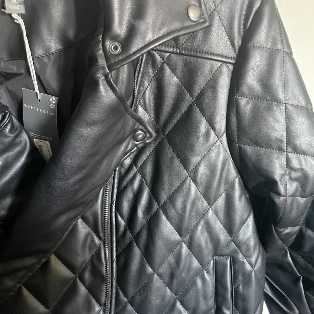 NWT Quilted Imitation Leather Plus Size Moto Jacket 3X - Picture 5 of 9